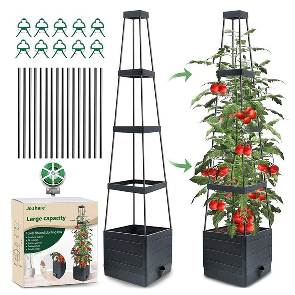 Self-Watering Planter - Kotak Penanam Tanaman Bertingkat dengan Teralis,